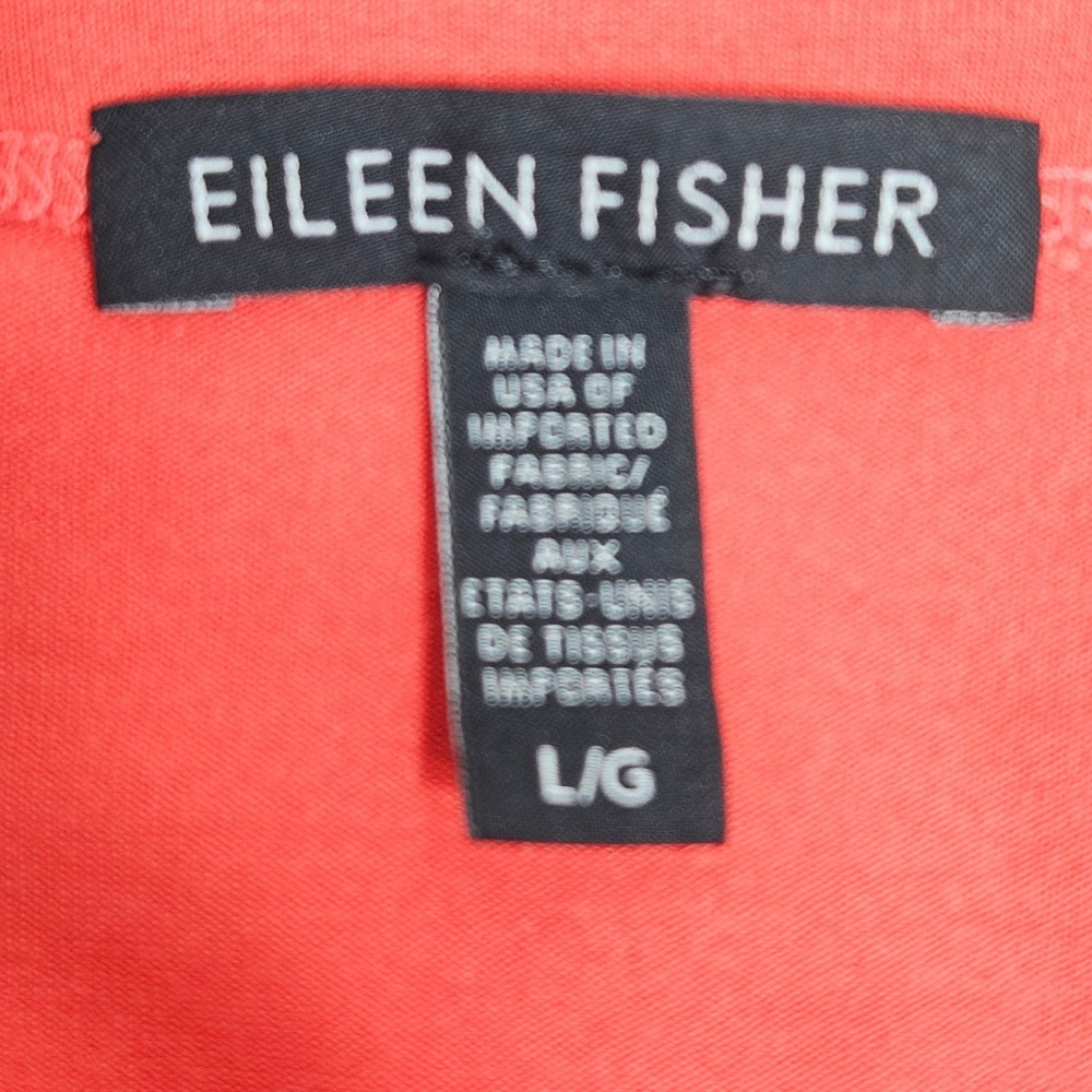Eileen Fisher Womens Jersey Knit Top Minimalist Relaxed Capsule Coral Orange L - Picture 4 of 9